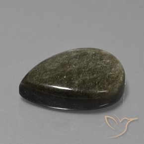Obsidienne Noir avec reflets dorés naturelle En forme de poire, 25.69 ct, Opaque