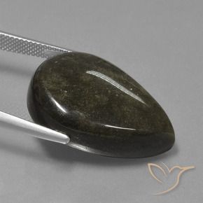 Obsidienne Noir avec reflets dorés naturelle En forme de poire, 25.69 ct, Opaque