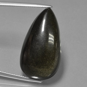 Obsidienne Lustre doré noir naturelle En forme de poire, 24.14 ct, Opaque