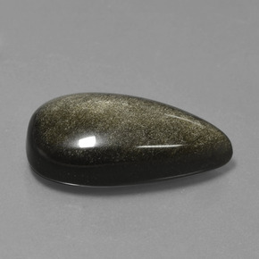 Obsidienne Lustre doré noir naturelle En forme de poire, 24.14 ct, Opaque