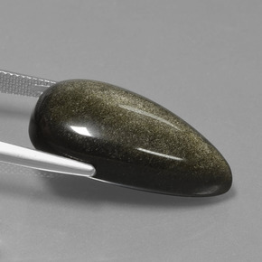 Obsidienne Lustre doré noir naturelle En forme de poire, 24.14 ct, Opaque