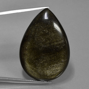 Obsidienne noir naturelle en forme de poire, 36,35 ct, opaque