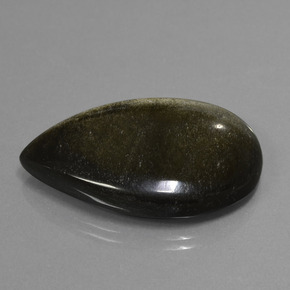 Obsidienne noir naturelle en forme de poire, 36,35 ct, opaque