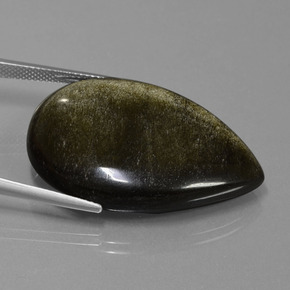 Obsidienne noir naturelle en forme de poire, 36,35 ct, opaque