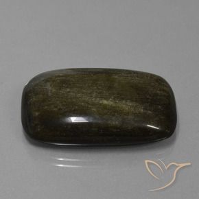 Obsidienne Noir avec reflets dorés naturelle Coussin, 45.22 ct, Opaque