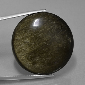 Obsidienne noir naturelle coupe roude, 47,21 ct, opaque