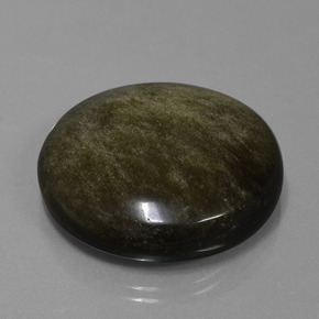 Obsidienne noir naturelle coupe roude, 47,21 ct, opaque
