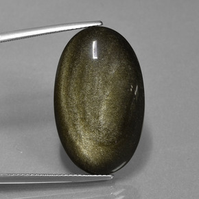 Obsidienne or naturelle coupe ovale, 20,82 ct, opaque