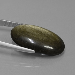 Obsidienne or naturelle coupe ovale, 20,82 ct, opaque