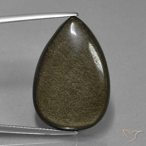 23.81ct Naturel Noir avec bronze Obsidienne, En forme de poire, Opaque