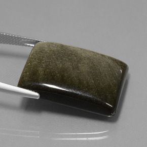 Obsidienne Lustre doré noir naturelle Baquette, 39.20 ct, Opaque