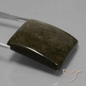 Obsidienne Noir avec bronze naturelle Carré, 54.37 ct, Opaque