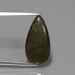 Obsidienne Éclat d'Or naturelle En forme de poire, 3.75 ct, Opaque