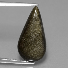 Obsidienne Éclat d'Or naturelle En forme de poire, 5.09 ct, Opaque
