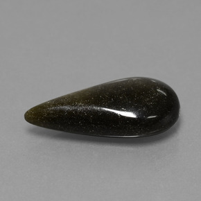 Obsidienne Éclat d'Or naturelle En forme de poire, 5.09 ct, Opaque