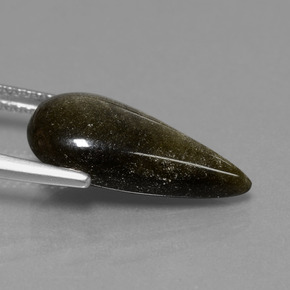 Obsidienne Éclat d'Or naturelle En forme de poire, 5.09 ct, Opaque