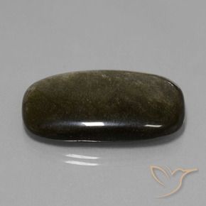 Obsidienne Noir avec reflets dorés naturelle Coussin, 38.49 ct, Opaque