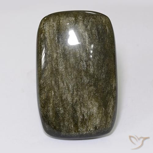 40.92ct Naturel Noir avec reflets dorés Obsidienne, Coussin, Opaque