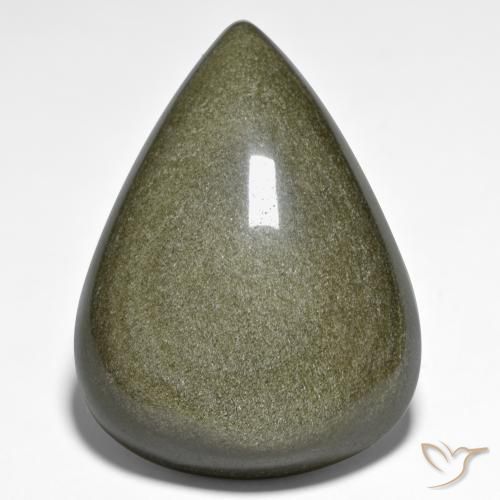 59.31ct Naturel Noir avec reflets dorés Obsidienne, En forme de poire, Opaque