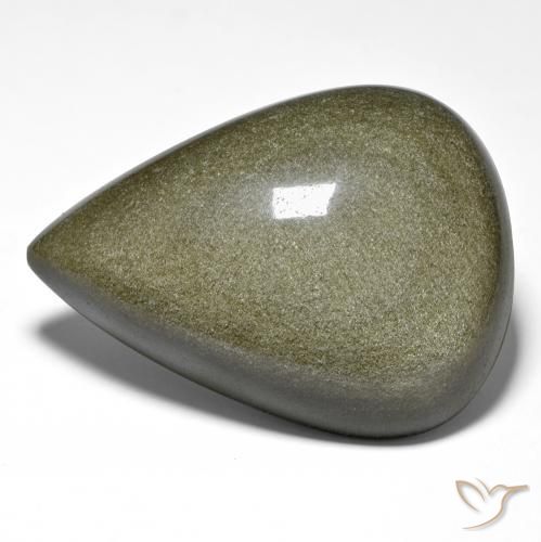 Obsidienne Noir avec reflets dorés naturelle En forme de poire, 59.31 ct, Opaque