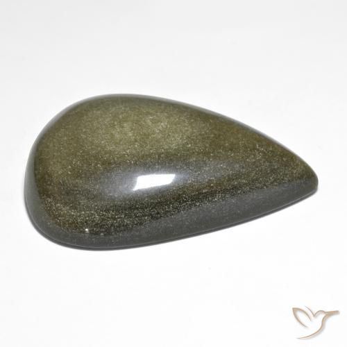Obsidienne Noir avec reflets dorés naturelle En forme de poire, 59.31 ct, Opaque