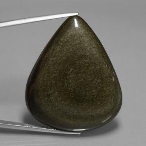 Obsidienne noir naturelle en forme de poire, 62,15 ct, opaque