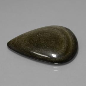 Obsidienne noir naturelle en forme de poire, 62,15 ct, opaque