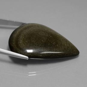 Obsidienne noir naturelle en forme de poire, 62,15 ct, opaque
