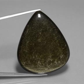 Obsidienne Noir lustre doré naturelle En forme de poire, 56.86 ct, Opaque