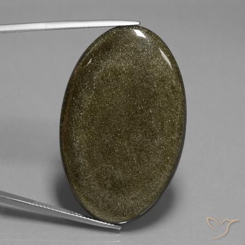 44.42ct Naturel Marron noir Obsidienne, ovale, Opaque