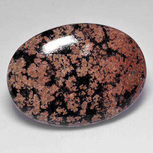 Obsidienne multicolore naturelle coupe ovale, 44,88 ct, opaque