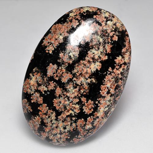 Obsidienne multicolore naturelle coupe ovale, 31,25 ct, opaque