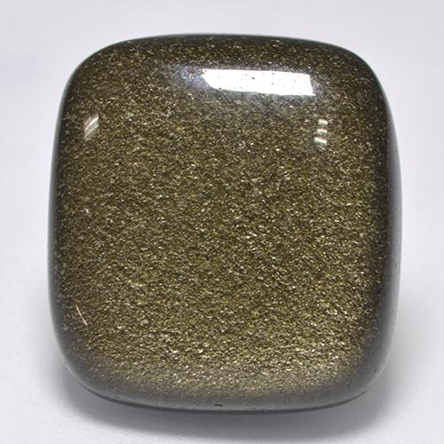 Obsidienne Noir avec reflets dorés naturelle Coupe coussin, 22.65 ct, Opaque