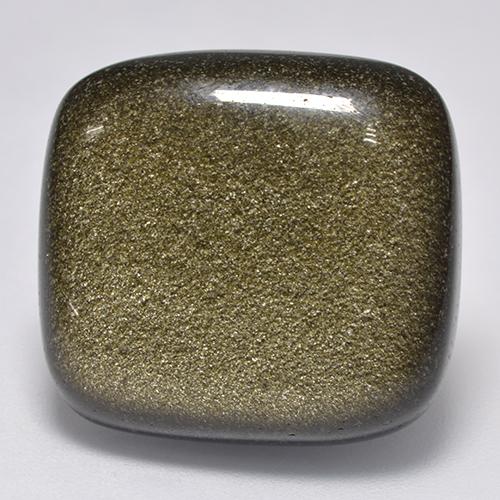 Obsidienne Noir avec reflets dorés naturelle Coupe coussin, 22.65 ct, Opaque