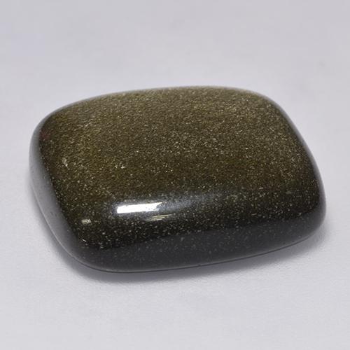 Obsidienne Noir avec reflets dorés naturelle Coupe coussin, 22.65 ct, Opaque