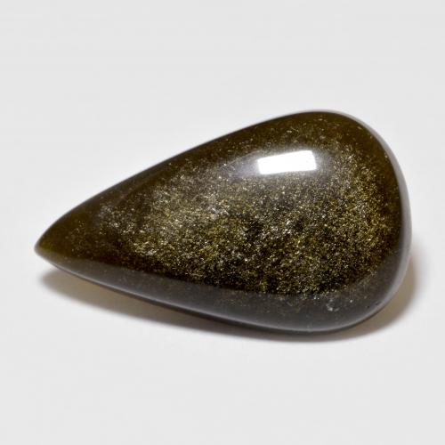 Obsidienne noir naturelle en forme de poire, 9,27 ct, opaque