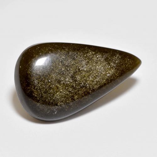 Obsidienne noir naturelle en forme de poire, 9,27 ct, opaque