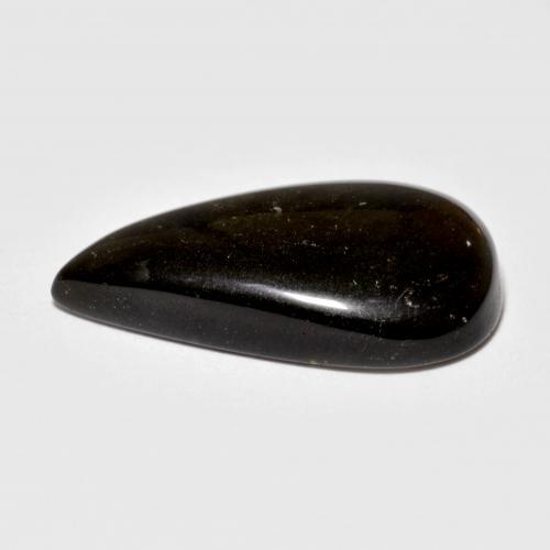 Obsidienne noir naturelle en forme de poire, 9,27 ct, opaque