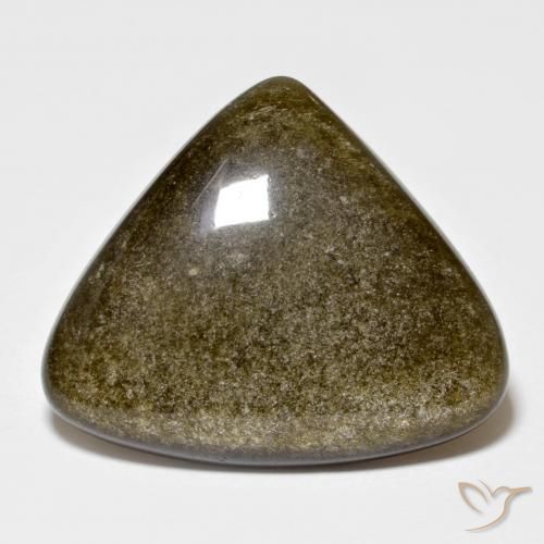 Obsidienne Noir avec reflets dorés naturelle Trillion, 15.68 ct, Opaque
