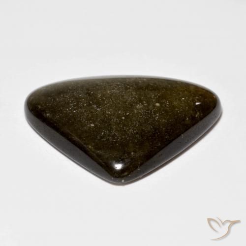 Obsidienne Noir avec reflets dorés naturelle Trillion, 15.68 ct, Opaque