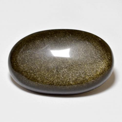 Obsidienne noir naturelle coupe ovale, 15,53 ct, opaque