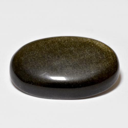 Obsidienne noir naturelle coupe ovale, 15,53 ct, opaque