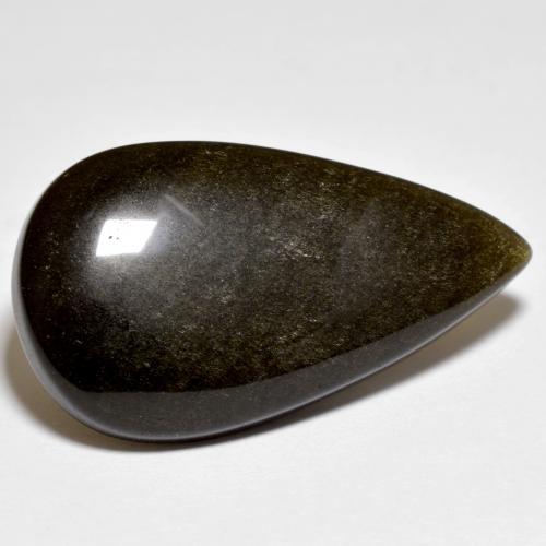Obsidienne Noir avec reflets dorés naturelle En forme de poire, 17.71 ct, Opaque