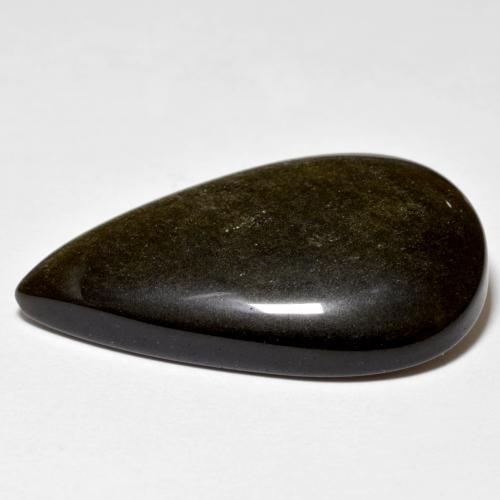 Obsidienne Noir avec reflets dorés naturelle En forme de poire, 17.71 ct, Opaque