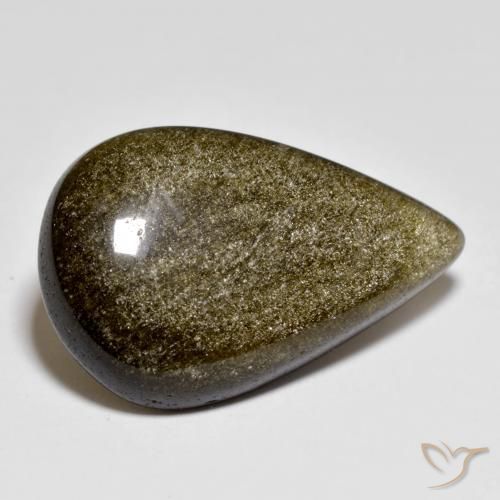 Obsidienne Noir avec reflets dorés naturelle En forme de poire, 11.74 ct, Opaque