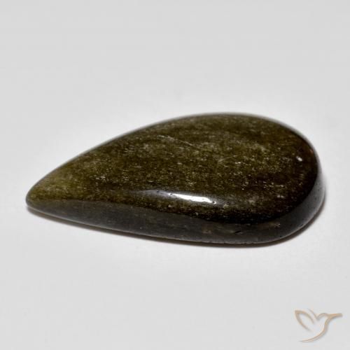 Obsidienne Noir avec reflets dorés naturelle En forme de poire, 11.74 ct, Opaque