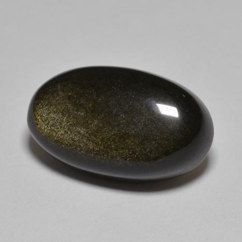 Obsidienne Noir avec reflets dorés naturelle Coupe ovale, 10.48 ct, Opaque