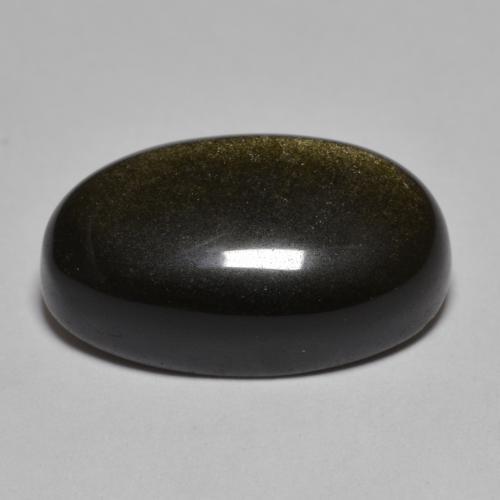Obsidienne Noir avec reflets dorés naturelle Coupe ovale, 10.48 ct, Opaque