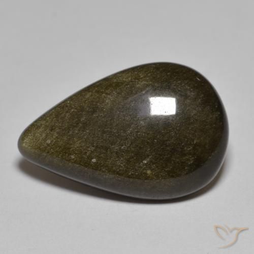 Obsidienne Noir avec reflets dorés naturelle En forme de poire, 10.44 ct, Opaque