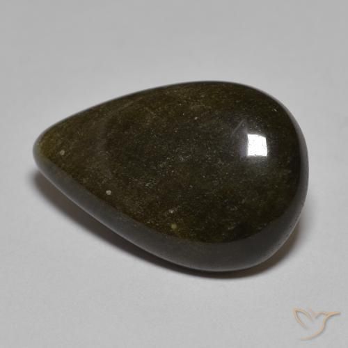 Obsidienne Noir avec reflets dorés naturelle En forme de poire, 10.44 ct, Opaque